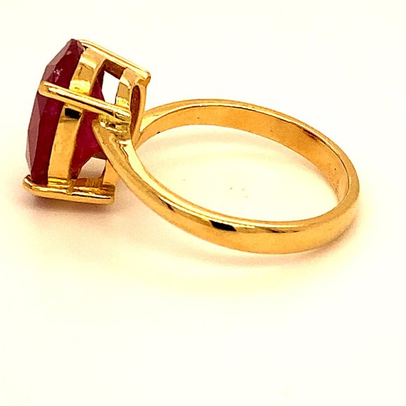 GIA Longido Ruby 6.21ct Solid 18K Yellow Gold Ring - Picture 5 of 10